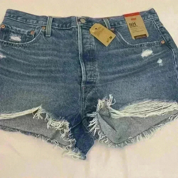 NWT Levi’s 501 Short  The Original Jean Denim Western Style High Rise Fitted 34 - Picture 3 of 10